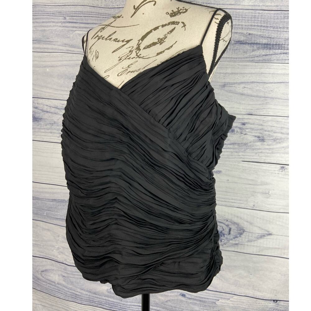 Olsen Europe Strap Evening Top Women 14 Tafetta Crinkle Side Zip Lined Black